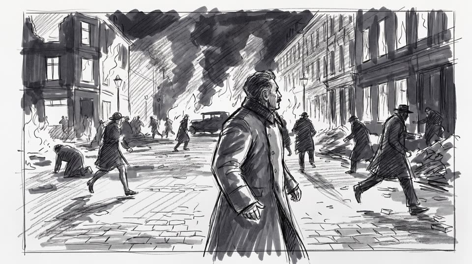 Storyboard-Skizze Der Krieg