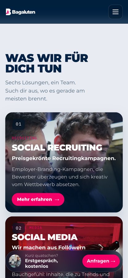Handyansicht der Startseite